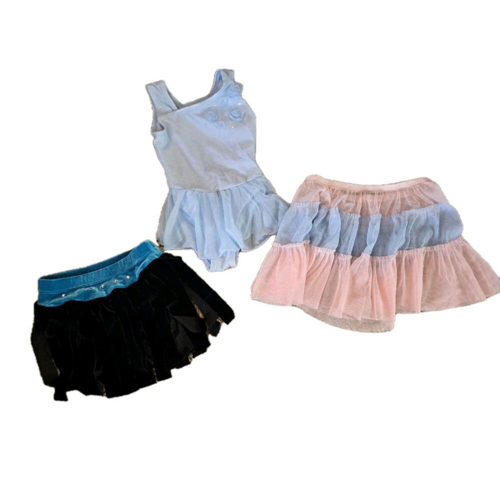 Lot Of 3 Girls Clothes Dance Leotard Tutu Skirt Sizes X Small Small Danskin Blue